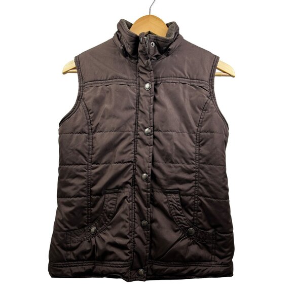Vanity Puffer Vest Womens Medium Faux Fur Lined Brwn Cozy Winter Layer Y2K Style - Picture 1 of 11
